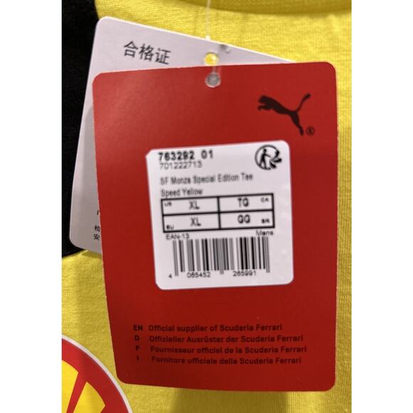 Men’s PUMA SF Monza Special Edition Speed Yellow Tee Shirt NWT Size XL *C4 - Picture 4 of 7